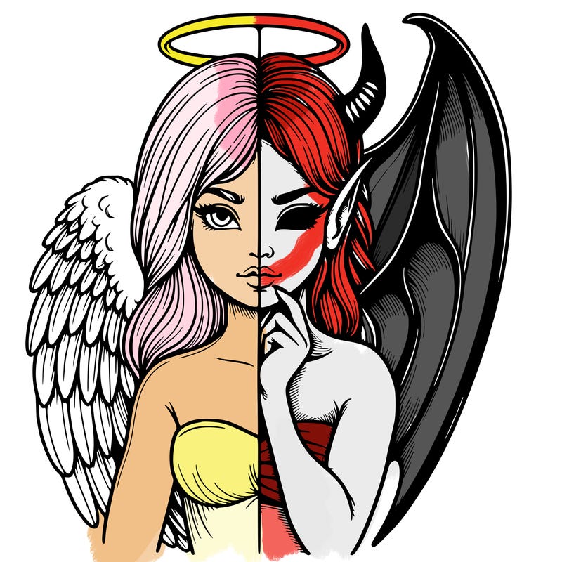 realistic angel half demon