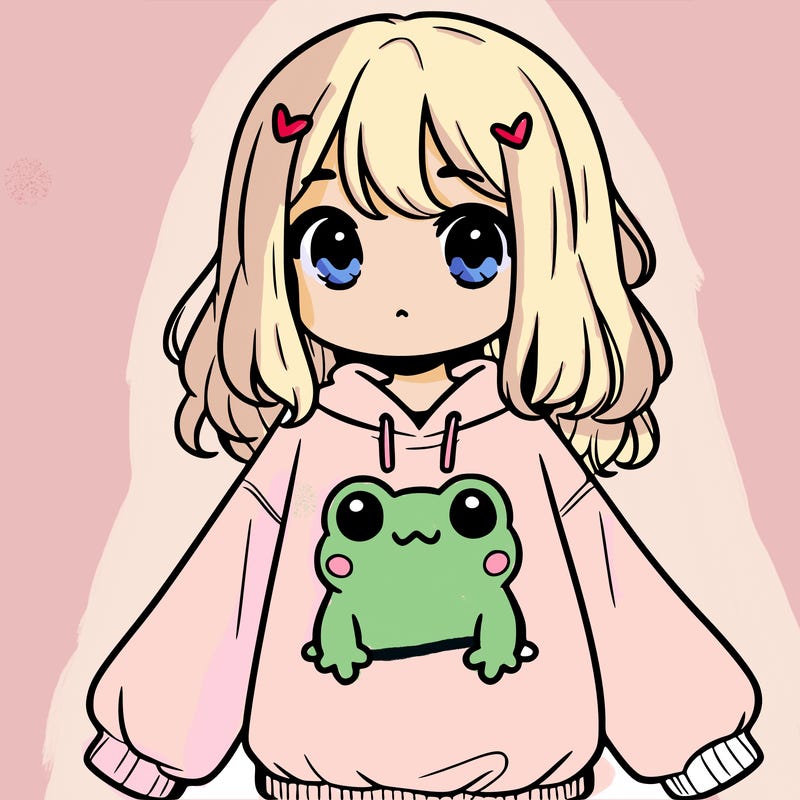 girl wearing frogging sweatshirt