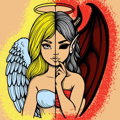 realistic angel half demon