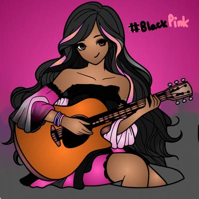 beautiful girl playing the guitar