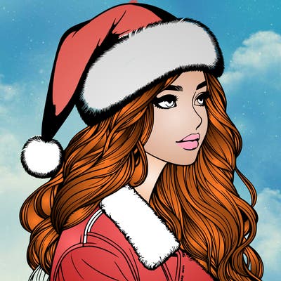 realistic girl in santa hat