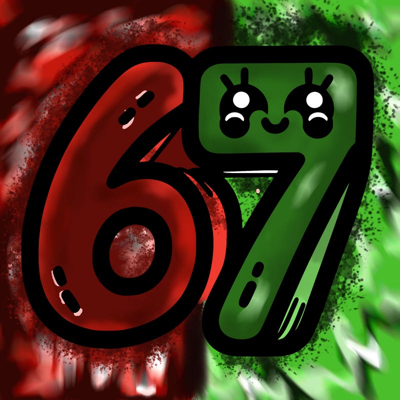 the numbers 67