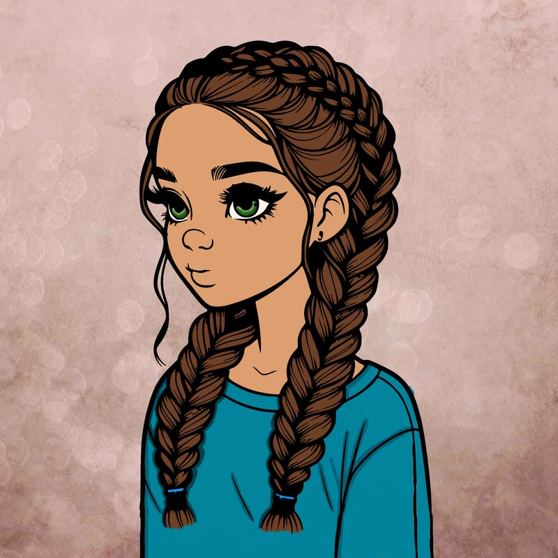 realistic girl with braids