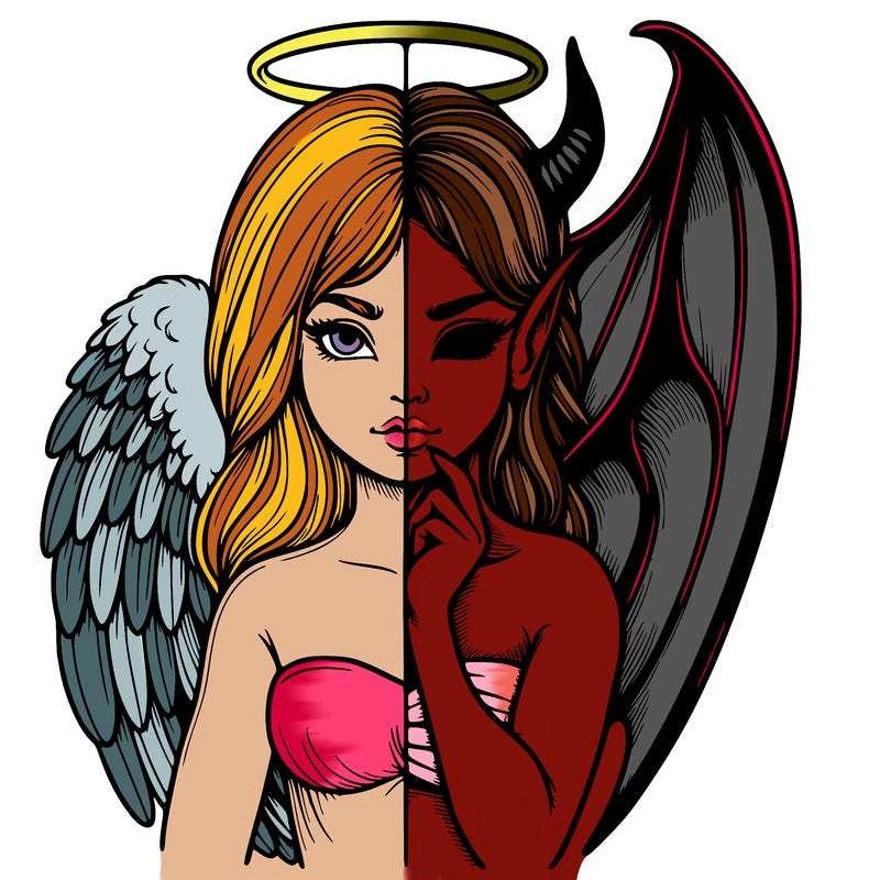 realistic angel half demon