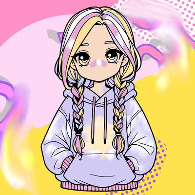 a realistic girl with a oversized hoodie and she has braids