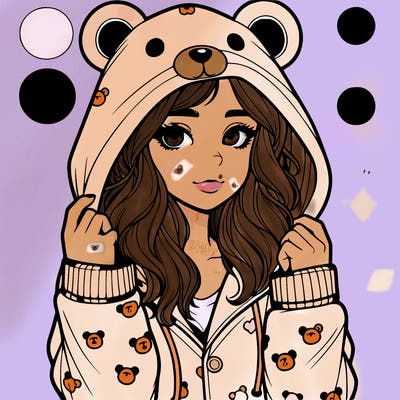 realistic girl in a animal pjs hoodie