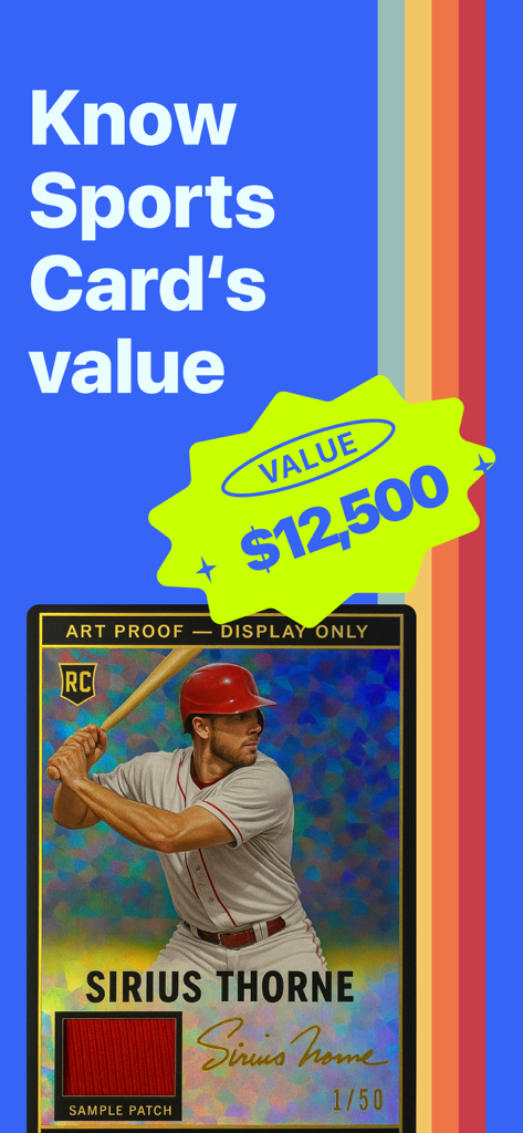 StarSnap: Sports Card Scanner - A baseball card displayed in the StarSnap app with an estimated value of 12500 dollars