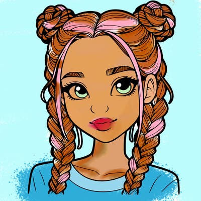 realistic girl with braids