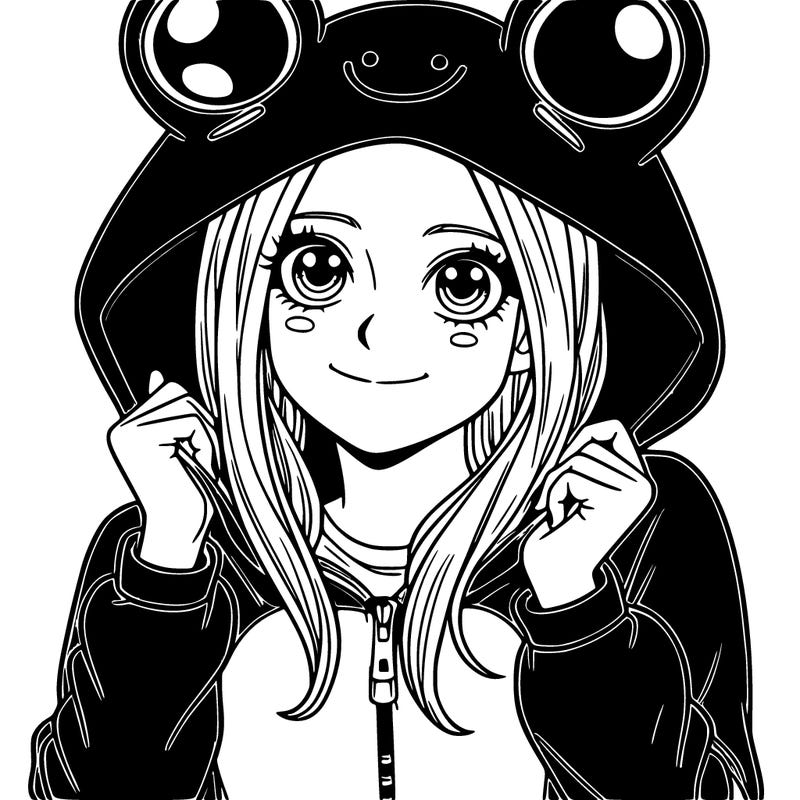 teen girl in a frog onesie