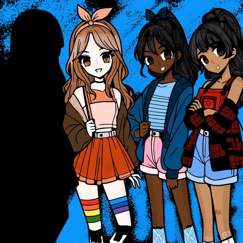 teen manga girls group of 4