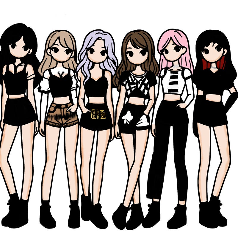 a group of girls wearing crop tops and shorts