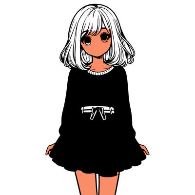 realistic girl with a skirt on