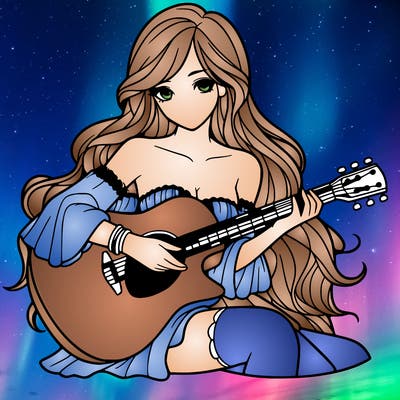beautiful girl playing the guitar
