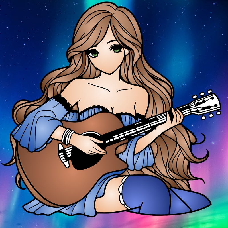 beautiful girl playing the guitar