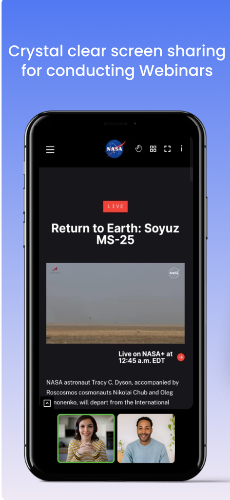 Daakia: Meetings & Webinar - Daakia app screen showing high quality screen sharing for a live webinar