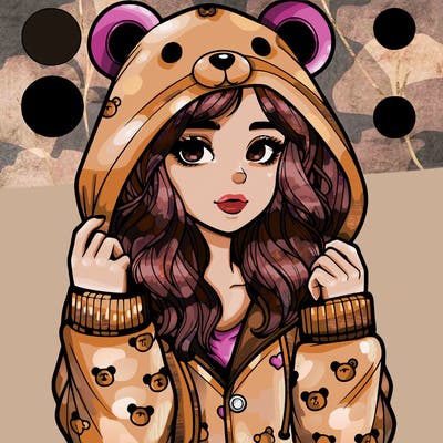 realistic girl in a animal pjs hoodie