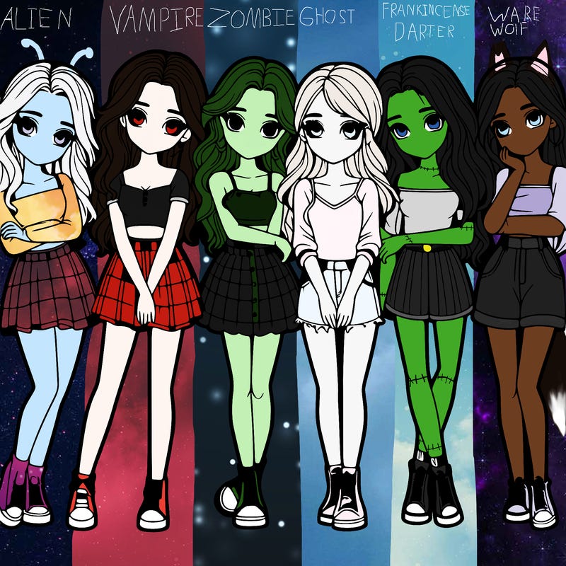 a group of girls realistic