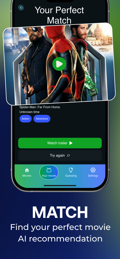 AI movie recommendation screen on the Onstream app