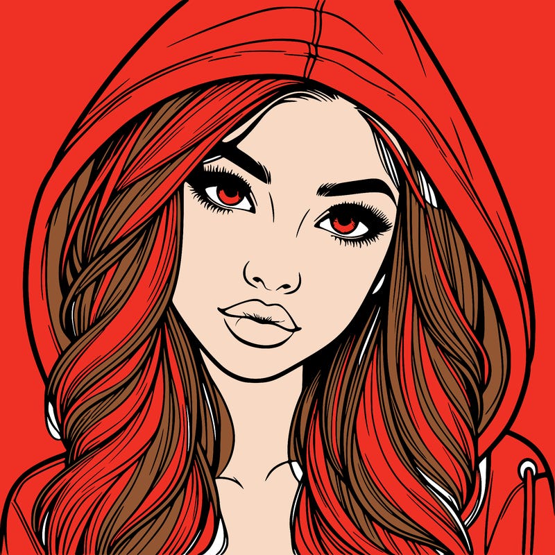 realistic beautiful girl with a hood on