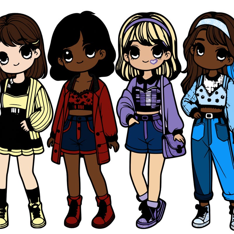 5 girls in cute outfits