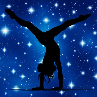 realistic gymnastic hand stand girl in four splits