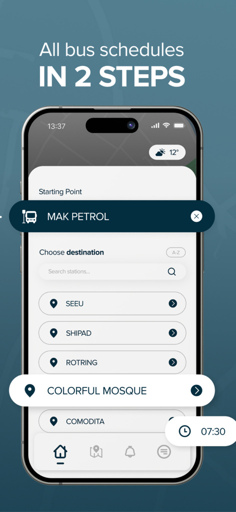 Go Public Transport - Go Public Transport 모바일 앱이 테토보의 버스 시간표 및 목적지를 보여줍니다