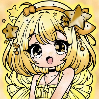 cute anime girl with star accessories