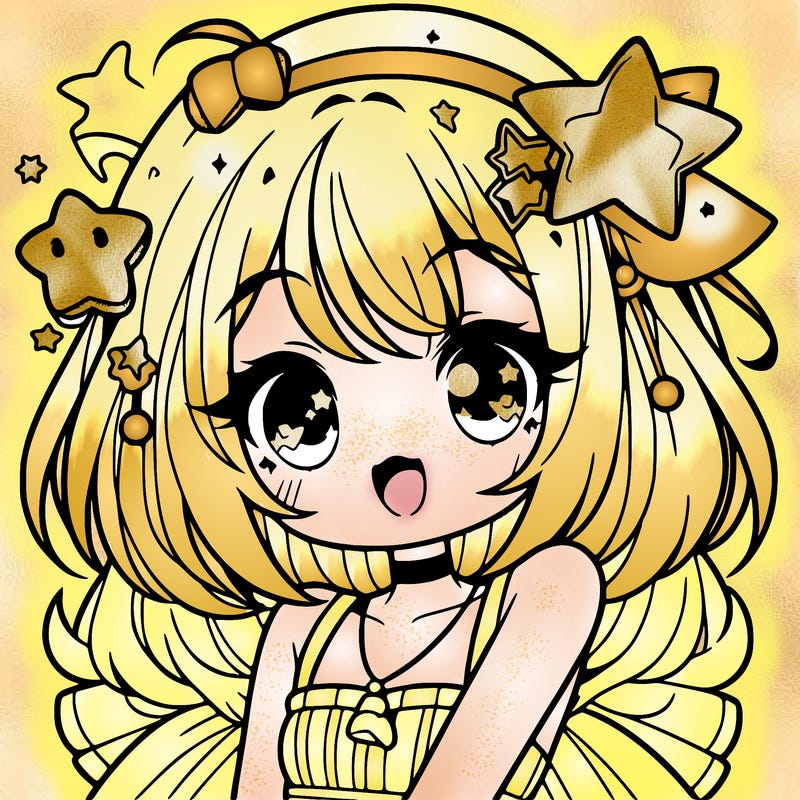 cute anime girl with star accessories