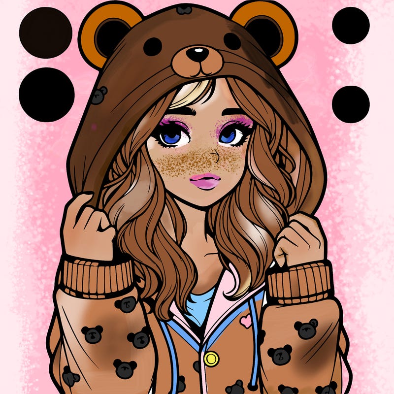 realistic girl in a animal pjs hoodie
