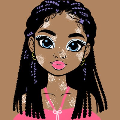 a realistic black girl with braids