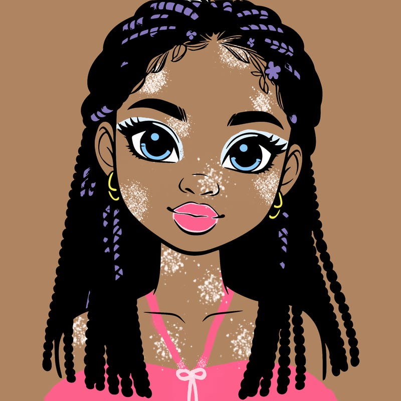 a realistic black girl with braids