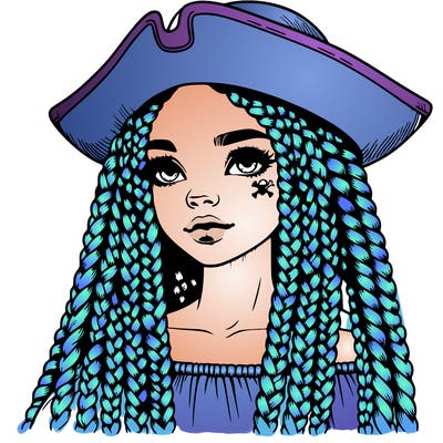 realistic girl with box braids and i realistic pirate hat