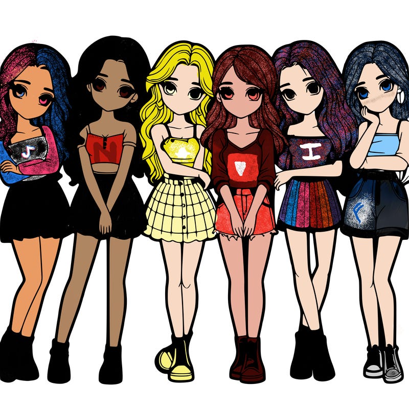 a group of girls realistic