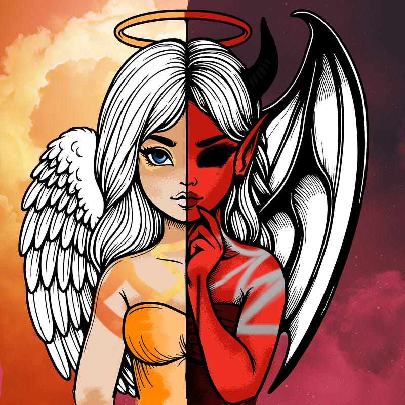 realistic angel half demon