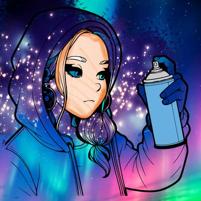 a realistic girl, spray painting