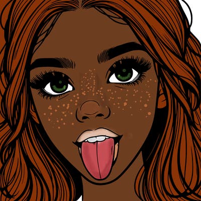 realistic girl with her tongue out