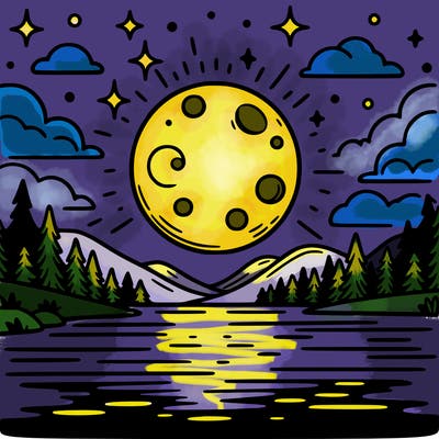 moonlight shining on a lake