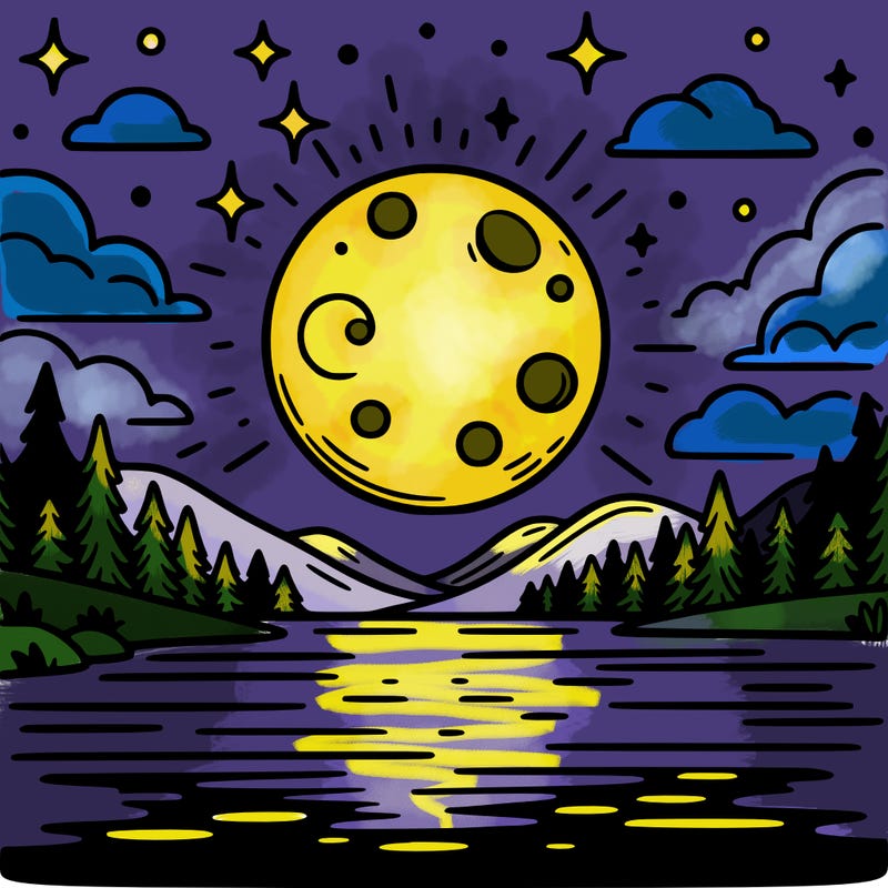 moonlight shining on a lake