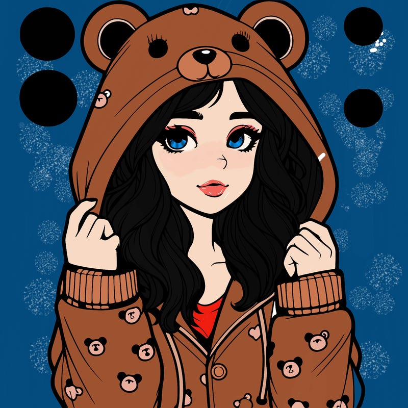 realistic girl in a animal pjs hoodie