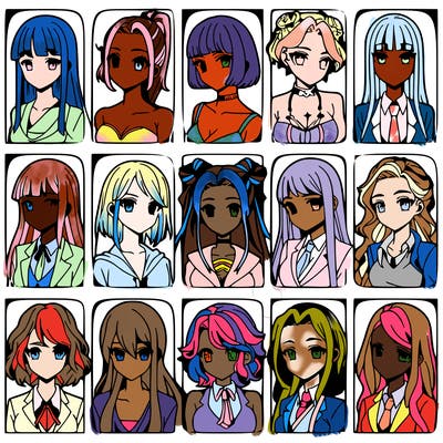 girls that look diffrent anime