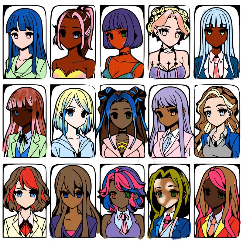 girls that look diffrent anime