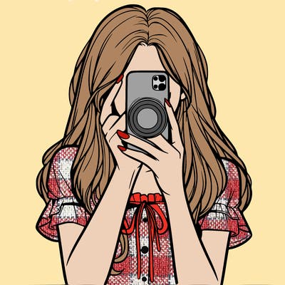 a realistic girl holding her phone taking pictures