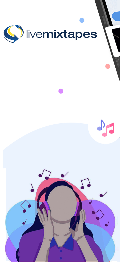 LiveMixtapes - Mixtape Culture - LiveMixtapes logo and illustration of a person with headphones listening to music