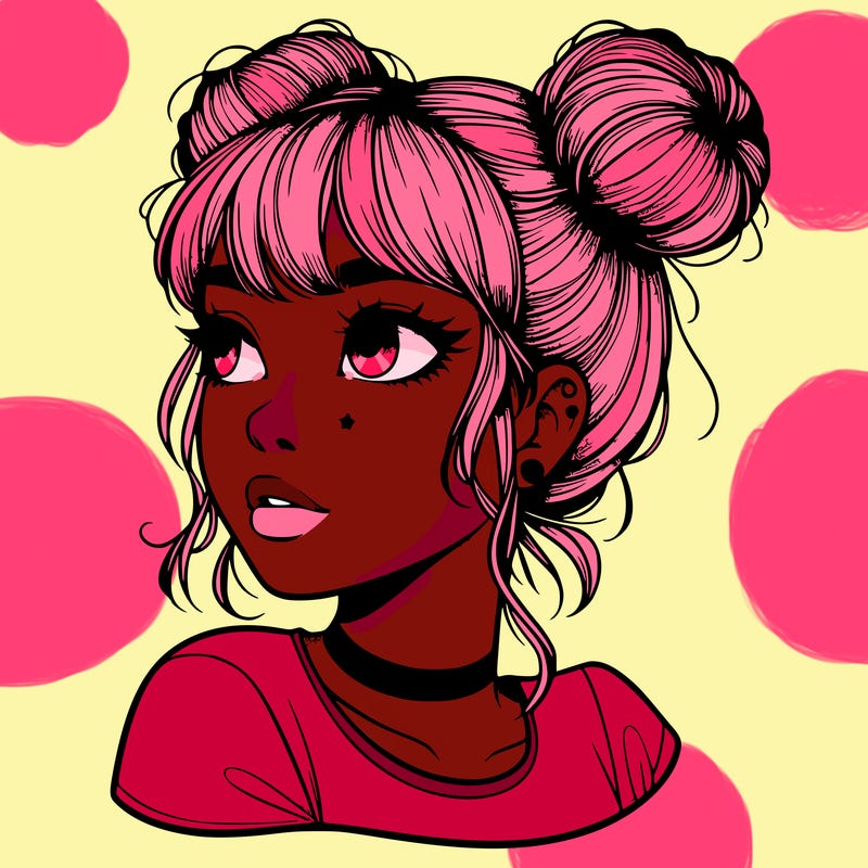 realistic girl with spacebuns
