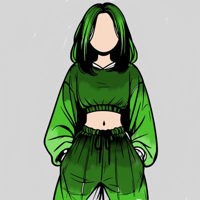 realistic girl faceless with baggy pants and a crop top