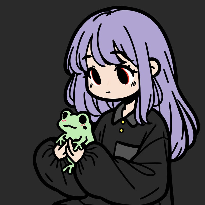 girl with long hair and a oversized shirt. and she is holding a frog