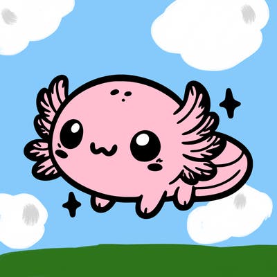 cute easy baby axolotl