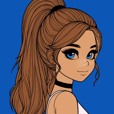 relistic girl with high ponytail