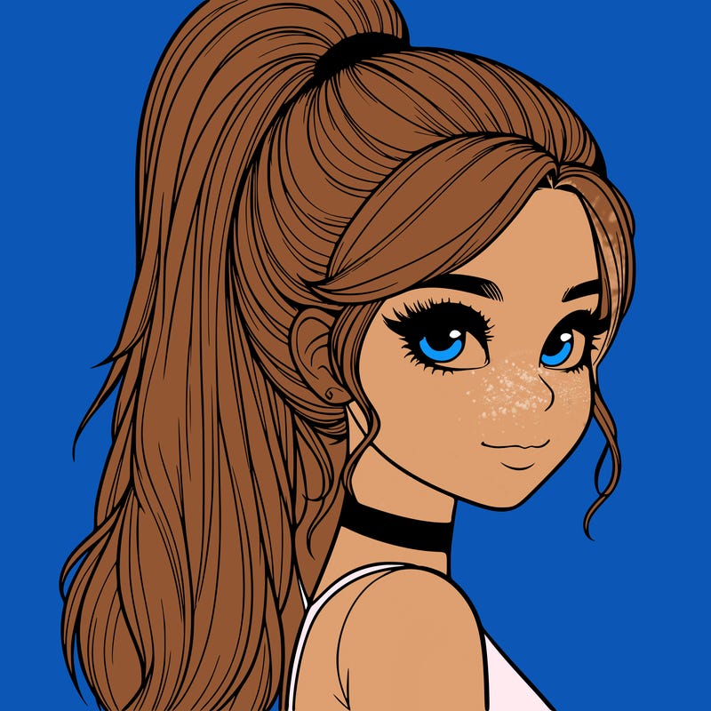 relistic girl with high ponytail