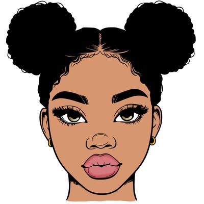 realistic black woman with two buns